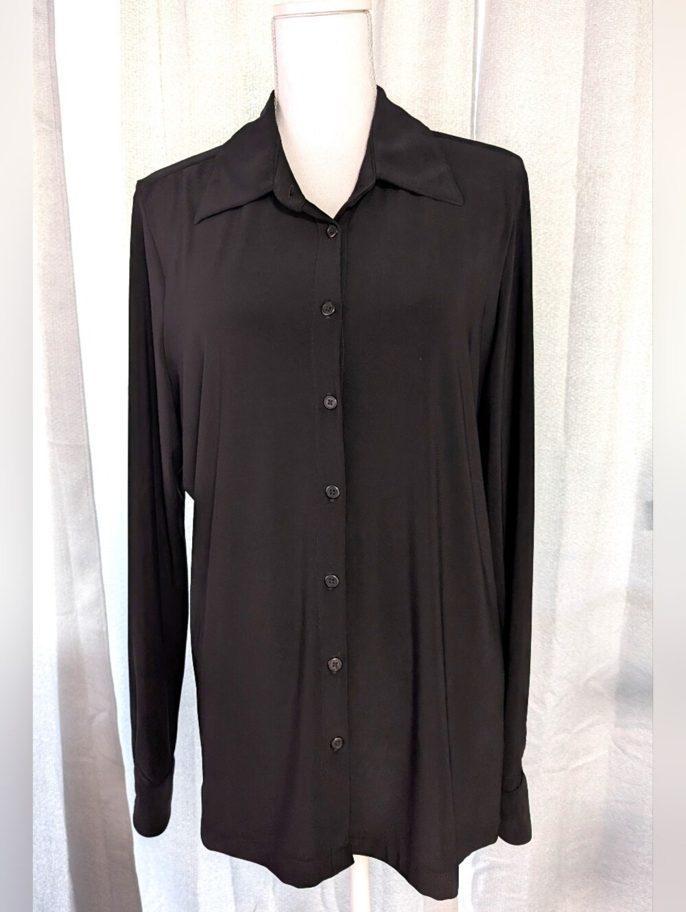 Norma Kamali Classic Black Button-Down Blouse